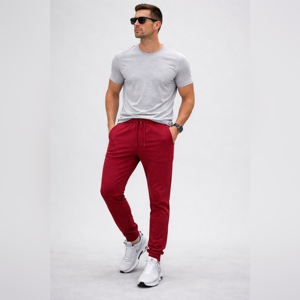 Lululemon Burgundy Red Jogger Sweatpants Drawstring Zip Pockets Athletic Track M